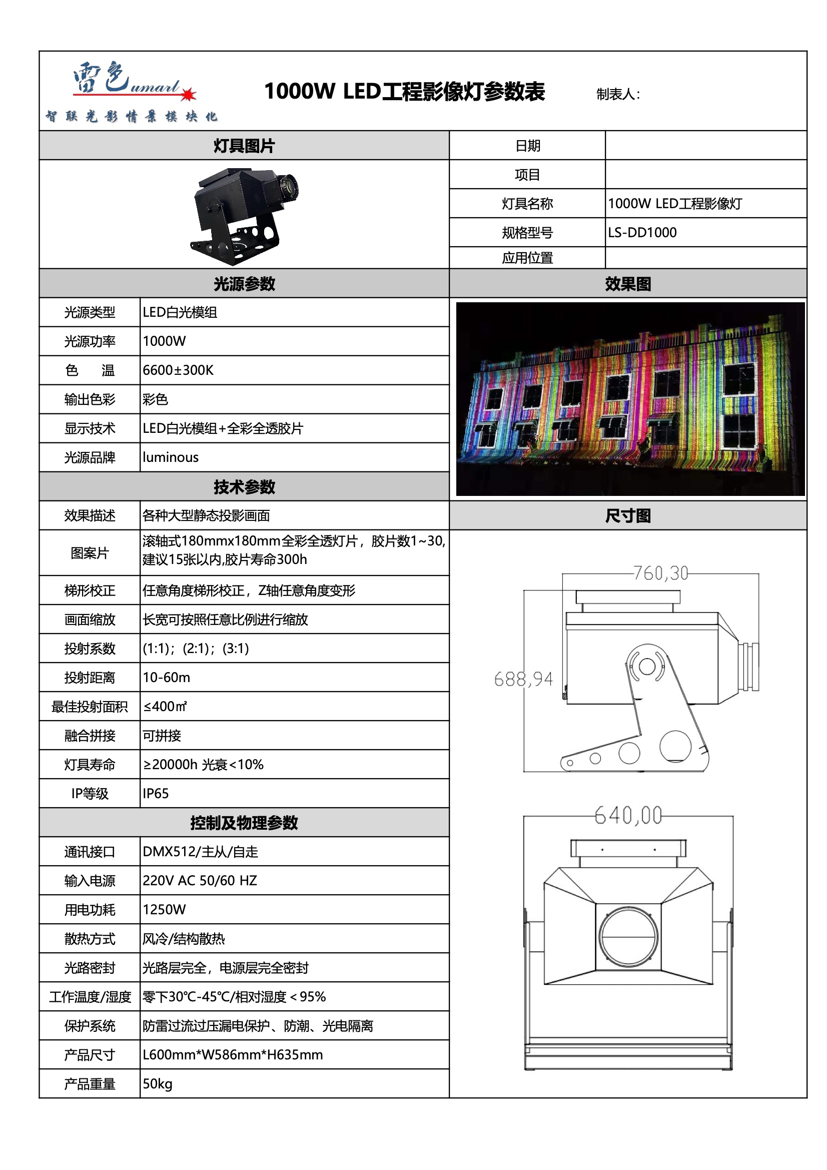 1000W LED工程影像燈 LS-DD1000(圖1)